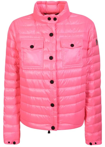 Shop Moncler Logo Padded Jacket In Pink