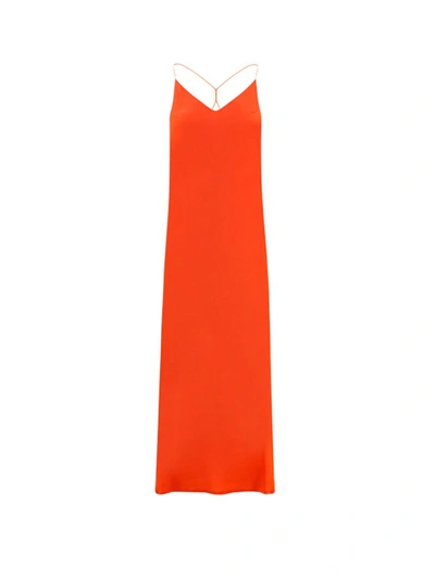 Shop The Nina Studio Silk Long Dress In Orange