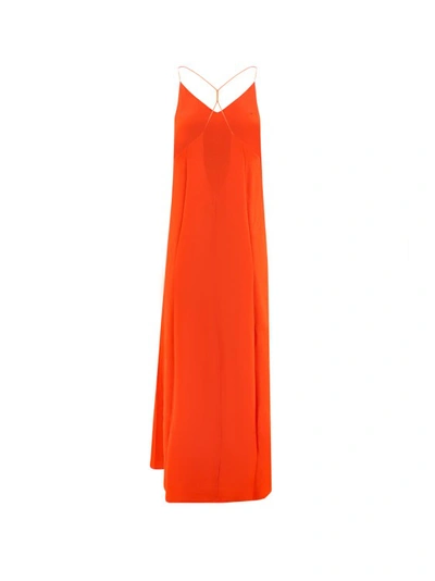 Shop The Nina Studio Silk Long Dress In Orange