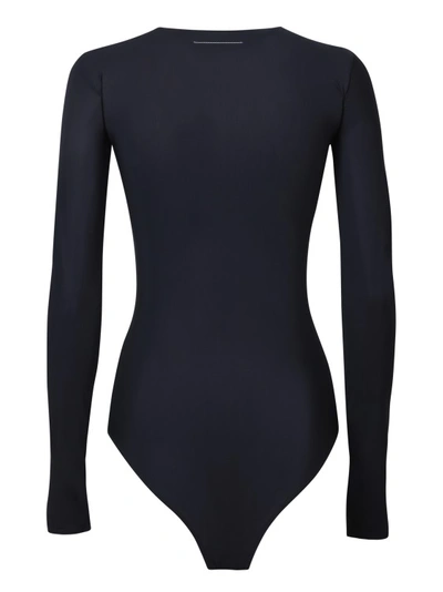 Shop Mm6 Maison Margiela Lycra Jersey Black Bodysuit