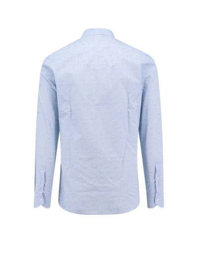 Shop Fendi Cotton Shirt With Shadow Motif In Blue