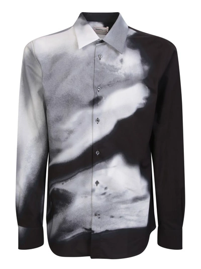 Shop Alexander Mcqueen Abstract Pattern Long-sleeved Shirt In Black