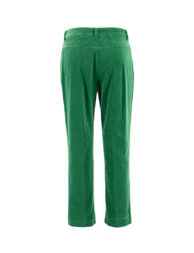 Shop Aspesi Green Garment Dyed Cotton Velvet Trousers