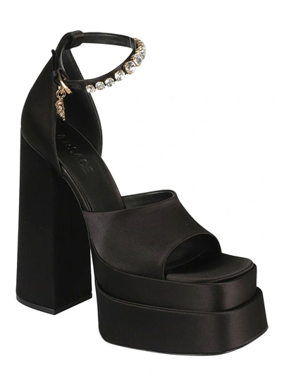 Shop Versace Medusa Charm Platform Sandals In Black