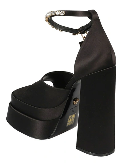 Shop Versace Medusa Charm Platform Sandals In Black