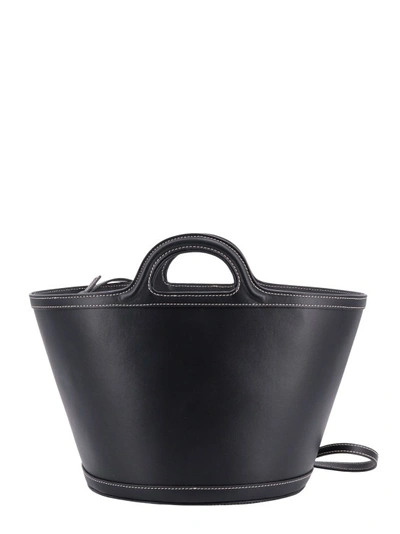 Shop Marni Leather Handbag With Embossed Logo In Black