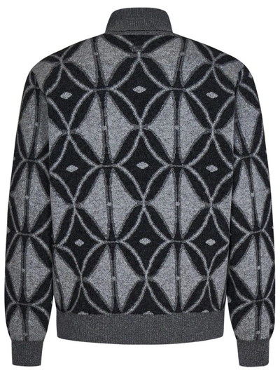 Shop Etro Gray Jacquard Virgin Wool Knit Roll Neck Sweater In Grey