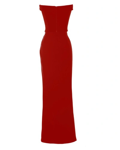 Shop Gemy Maalouf Strapless Red Crepe Dress - Long Dresses