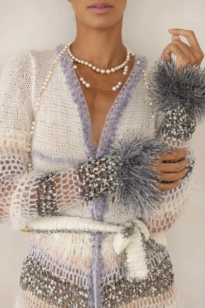 Shop Andreeva White Handmade Knit Cardigan