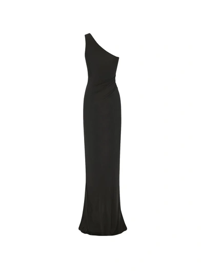 Shop Saint Laurent Black Viscose Draped Dress