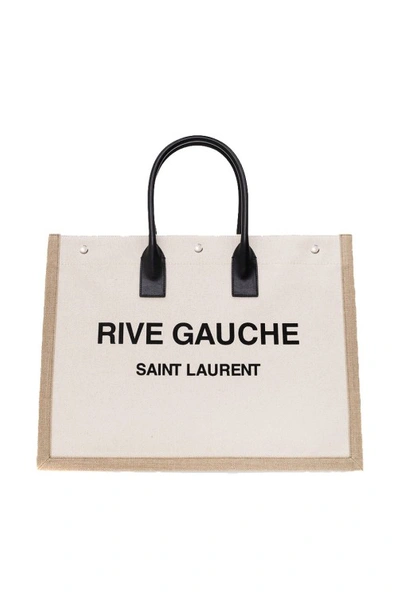 Shop Saint Laurent Light Beige Tote Bag In White