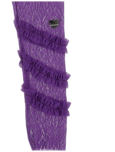 Monnalisa Lace Leggings With Ruffles In Violet Tulle