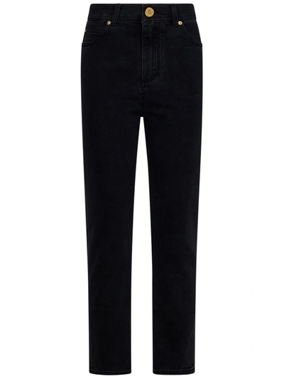 Shop Balmain Black Stretch Cotton Denim Slim-fit Jeans