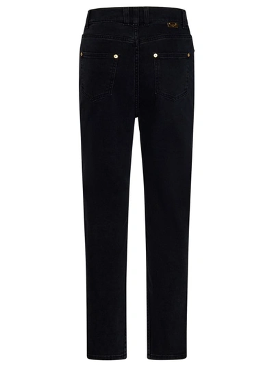 Shop Balmain Black Stretch Cotton Denim Slim-fit Jeans