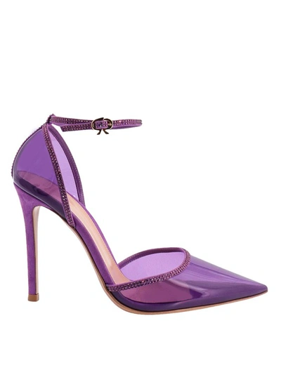 Shop Gianvito Rossi Rhinestone Profiles Pvc Décolleté In Purple