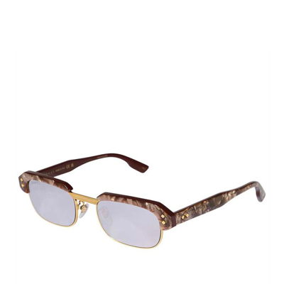Shop Gucci Logo Rectangular Sunglasses In Brown