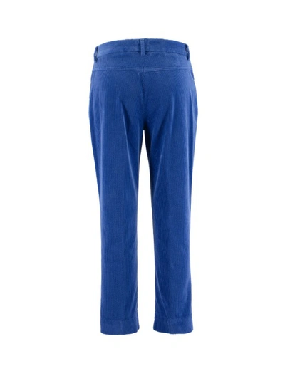 Shop Aspesi Blue Garment Dyed Cotton Velvet Trousers
