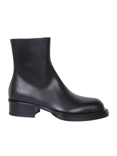 Shop Alexander Mcqueen Calfskin Leather Cuban Stack Boots In Black