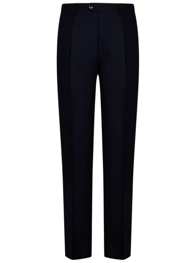 Shop Etro Navy Blue One-pleat Trousers