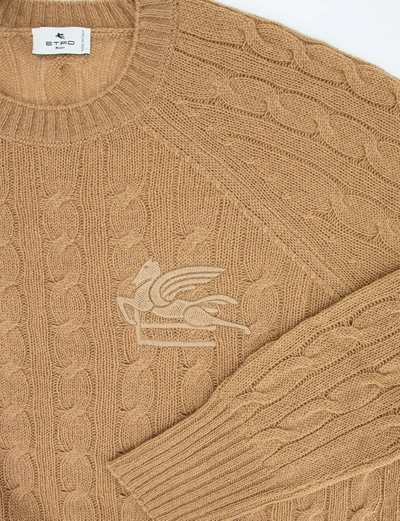 Etro Cable-knit Cashmere Sweater In Brown