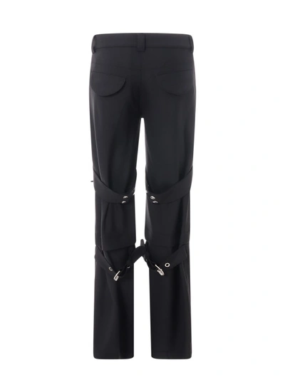 Shop Off-white Wool Blend Trouser With Straps Detail In Black