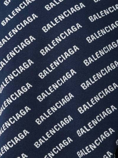 Shop Balenciaga Blue Allover Logo Sweater