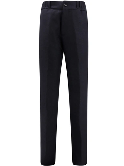 Shop Lanvin Wool And Mohair Micropattern Trouser In Black