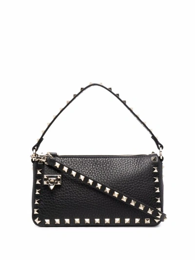 Shop Valentino Stude Detail Shoulder Bag In Black