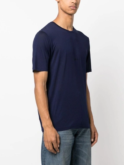 Shop Saint Laurent Blue Crew Neck T-shirt
