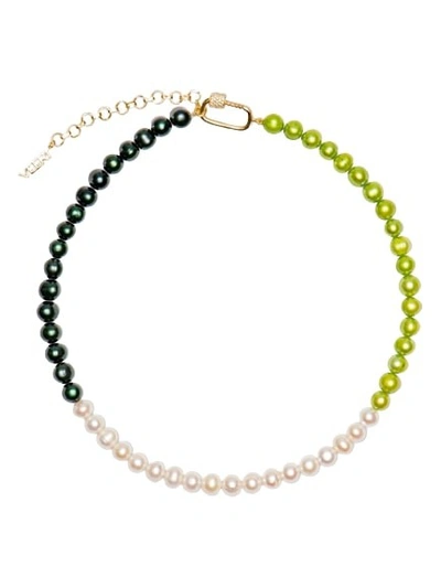 Shop Veert The Chunk Multi Green Freshwater Pearl Necklace In White