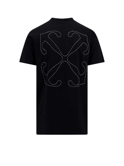 Shop Off-white Black Cotton T-shirt With Logo Print