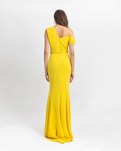 Shop Gemy Maalouf Crepe Long Dress - Long Dresses In Yellow