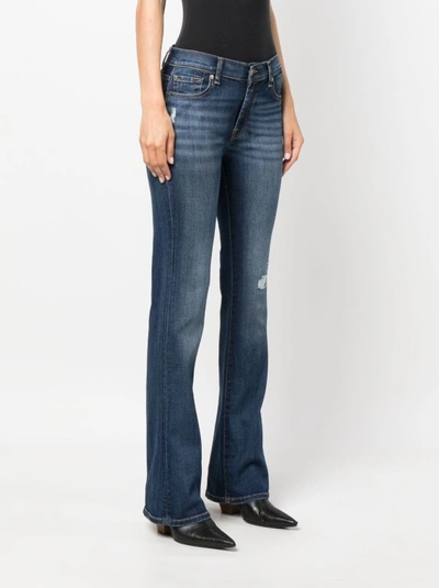 Shop 7 For All Mankind Blue Flared Cotton Blend Jeans