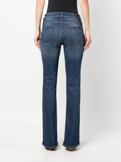 Shop 7 For All Mankind Blue Flared Cotton Blend Jeans