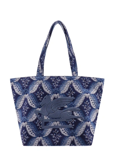 Shop Etro Floralia Print Jacquard Fabric Shoulder Bag In Blue