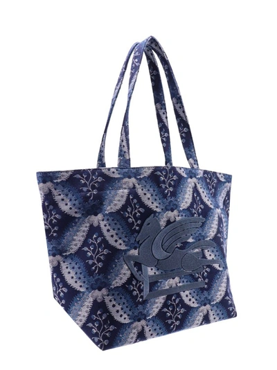 Shop Etro Floralia Print Jacquard Fabric Shoulder Bag In Blue