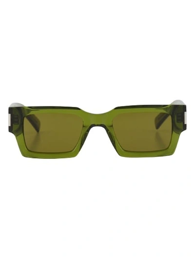 Shop Saint Laurent Square Sunglasses In Green