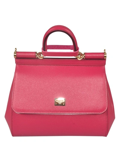 Shop Dolce & Gabbana Sicily Leather Crossbody Bag In Pink