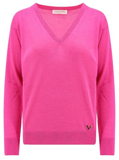 Shop Valentino Pink Cashmere And Silk Sweater