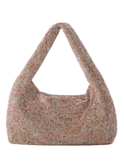 Shop Kara Mini Crystal Mesh Armpit Bag - Polyester - Pink Pixel In Brown