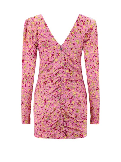 Shop Rotate Birger Christensen Sustainable Dress With Floral Print In Pink