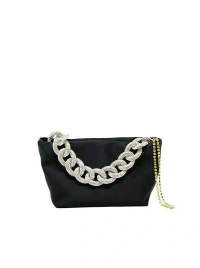 Shop Sergio Rossi Jessye Satin Bag With Crystals In Black