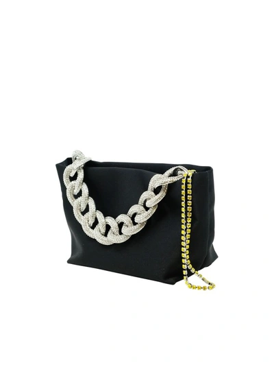 Shop Sergio Rossi Jessye Satin Bag With Crystals In Black