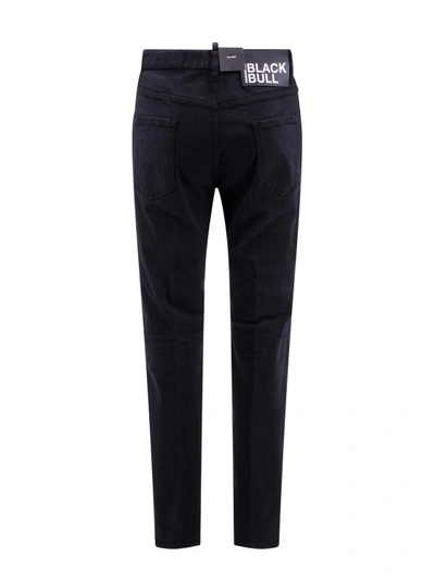 Shop Dsquared2 Black Bull Tag Black Denim Trouser