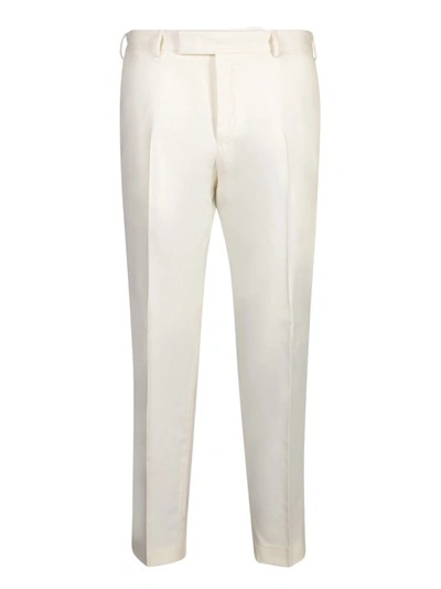 Shop Pt Torino White Tailored Cut Trousers