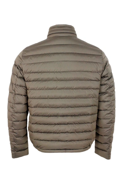 Moorer Bomber Jacket With Light Padding, Collar With Hidden Zip With Extractable Hood. Zip Closure In Militar