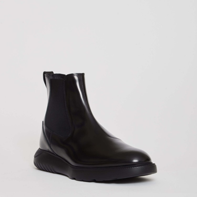 Shop Hogan Black Leather Ankle Boots