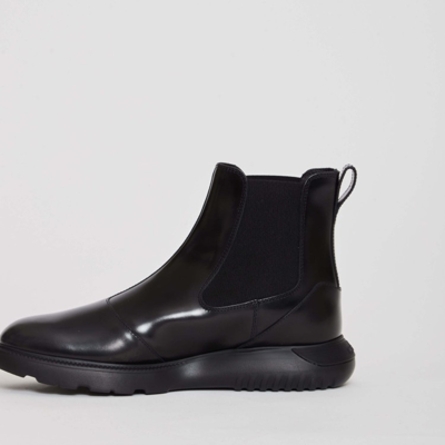Shop Hogan Black Leather Ankle Boots