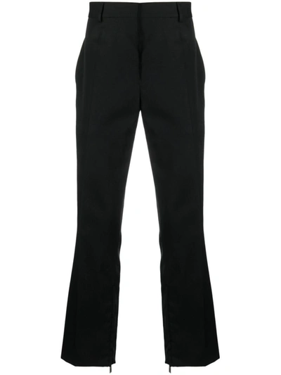 Off-white Contemporary Virgin Wool Trousers For Men In Black