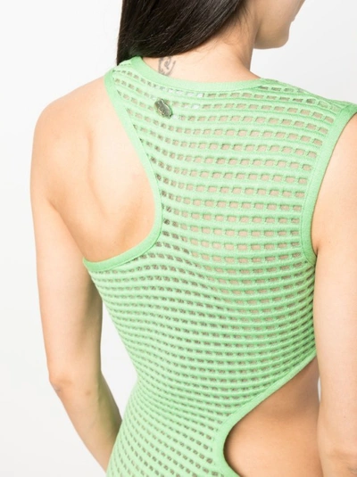 Shop Genny Green Knit Asymmetric Dress